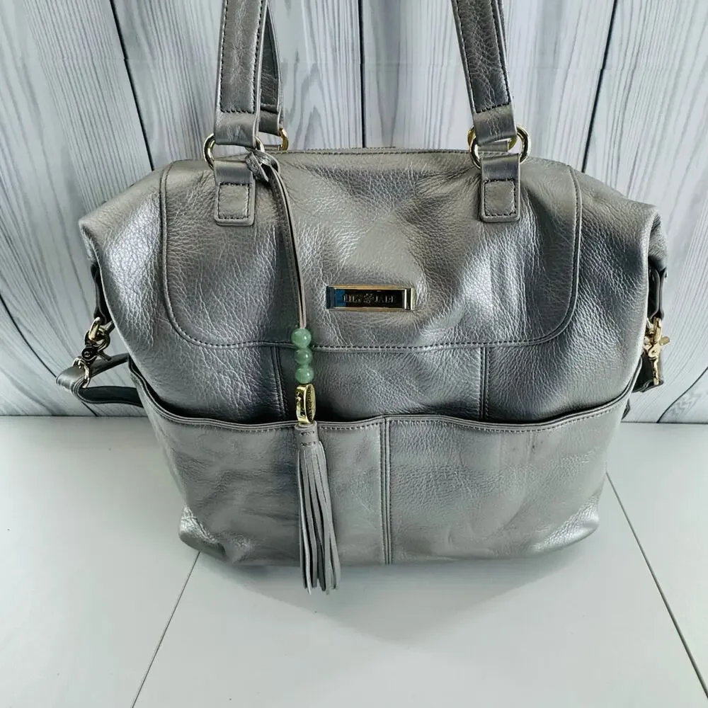 HTF Retired Leather Lily Jade Galena Shaylee Gold Purse/Backpack Diaper Bag